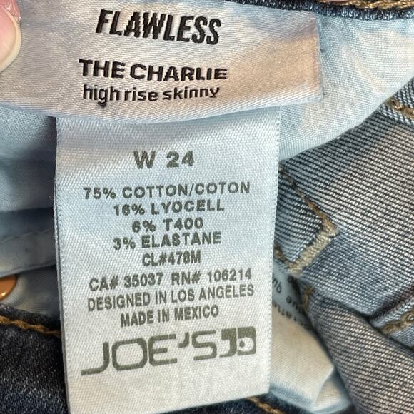 Joes Jeans Flawless The Charlie High Rise Skinny Torn Distressed Jeans Size W24 - Picture 8 of 14